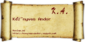 Könyves Andor névjegykártya